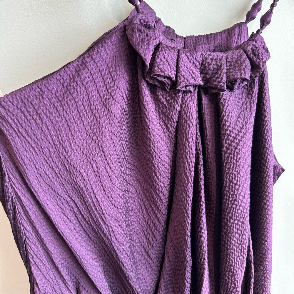 MaxMara Made in Italy Silk Halter Style Cocktail Dress Purple 8 - Picture 2 of 15